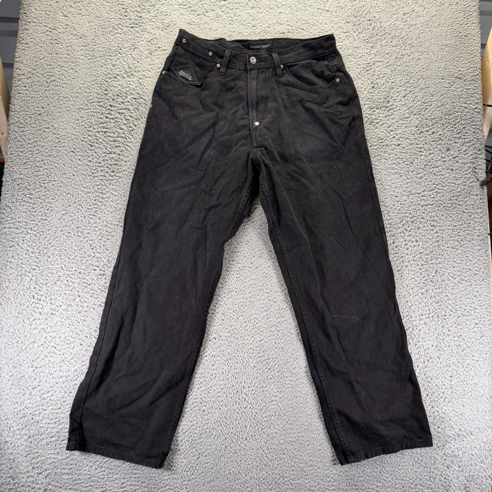 Vintage Enyce Jeans Mens 34x32 Black Cotton Denim Straight Travel Workwear Baggy